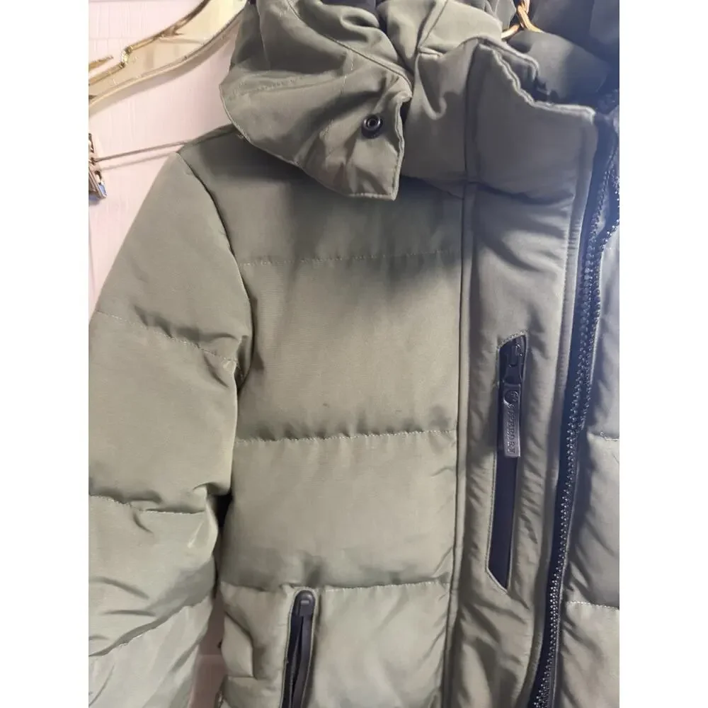 Super Dry Premium Down Jacket Parka Hooded Puffer Coat Olive Green Small 38w 31L